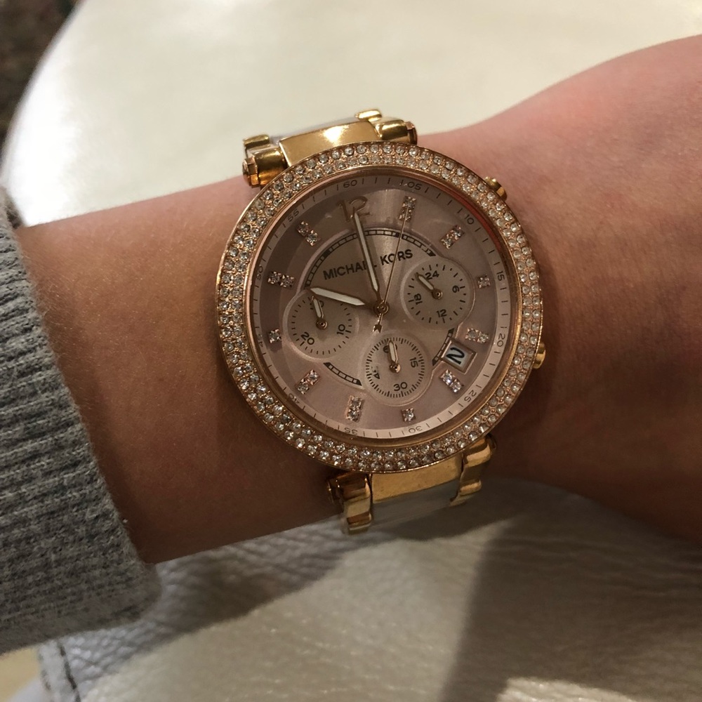 Michael Kors Parker Rose-Gold Blush Acetate Watch